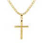 Imagem de Corrente cordão masculino 60/70cm + pingente crucifixo + pulseira elo banhado a ouro 18k mimoo joias