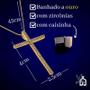 Imagem de Corrente Cruz Cravejada Corrente Com a Cruz Banhada Ouro 18k