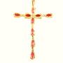 Imagem de Corrente Feminina Veneziana 45cm Crucifixo Com Pedra Acrílica Rosa Tudo Folheada Ouro