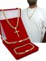 Corrente Masculina Banhada A Ouro 18k 70cm Grosso +ping Cruz+pulseira Grumet - Colares Imagem de Corrente Masculina Banhada A Ouro 18k 70cm Grosso +ping Cruz+pulseira Grumet