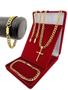 Corrente Masculina Banhada A Ouro 18k 70cm Grosso +ping Cruz+pulseira Grumet - Colares Imagem de Corrente Masculina Banhada A Ouro 18k 70cm Grosso +ping Cruz+pulseira Grumet