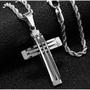 Imagem de Corrente Masculina Cordão Baiano 4mm 70cm + Pingente Crucifixo Em Aço Inox a Pronta Entrega