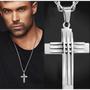 Imagem de Corrente Masculina Cordão Baiano 4mm 70cm + Pingente Crucifixo Em Aço Inox a Pronta Entrega