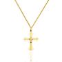 Imagem de Corrente Masculina Grumet Com Pingente Cruz Crucifixo Em Ouro 18k 70 cm