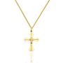 Imagem de Corrente Masculina Grumet Com Pingente Cruz Crucifixo Em Ouro 18k