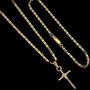 Imagem de Corrente Masculina Piastrine Cordão Banhado a Ouro 18k 2mm 60cm + Pulseira + Pingente Crucifixo