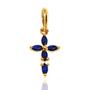Imagem de Corrente Veneziana 40cm Com Pingente Cruz Mini Zircônias Azul Ouro 18k