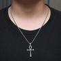 Imagem de Correntinha Masculina Colar De Homem Pingente De Cruz Corrente Crucifixo Ankh Aço Inoxidável Inox