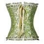 Imagem de Corset Corpete Corselet Espartilho Modela Cintura Floral Esmeralda e Dourado M163