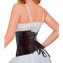 Imagem de Corset Corselet Cinta Modeladora Redutora Underbust Barbatana Aço Linha Floral Preto M673