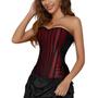 Imagem de Corset Corselet Espartilho Modela Cintura Melhora Postura Gótico Renda Vermelho M603