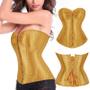 Imagem de Corset Corselet Espartilho Modelador Acetinado Linha Casual Tam 36 a 56 Dourado Ouro M657