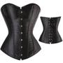 Imagem de Corset Corselet Espartilho Modelador Acetinado Linha Casual Tam 36 a 56 Preto M121