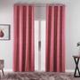 Imagem de Cortina 4,0m x 1,60m Jacquard Semi Blackout Quarto e Sala Rosa