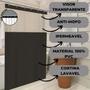 Imagem de Cortina Box Banheiro Pvc Antimofo Visor Transparente Preto Lisa