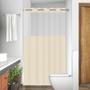 Imagem de Cortina Box com Visor Para Banheiro Anti Mofo Resistente Alta Qualidade 100% PVC Bege - Envio Imediato