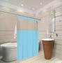 Imagem de Cortina Box Para Banheiro Azul Com Visor Pvc