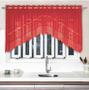 Imagem de Cortina Cascata 3X1 Com Toalha Mesa 6L Retan Vermelho Renda