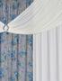 Imagem de Cortina com Bando Decorativa para Sala Quarto Escritório Malha Gel Luisa 4,00m x 2,80m Estampa 3 Floral Azul e Palha