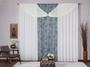 Imagem de Cortina com Bando Decorativa para Sala Quarto Escritório Malha Gel Luisa 4,00m x 2,80m Estampa 3 Floral Azul e Palha
