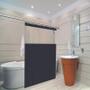 Imagem de Cortina de Box Banheiro Com Gancho Antimofo Tecido PVC Lavável Chuveiro Higiene Impermeável Vidro