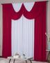 Imagem de Cortina Decorativa para Sala Quarto Escritório Malha Gel Paris Lisa 3,00m x 2,80m Branco e Vermelho