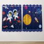 Imagem de Cortina Infantil 2,60x1,50 Astronauta   Decoração Quarto Criança- IMPAKTO VISUAL