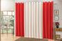 Imagem de Cortina Lorena 3 Metros Para Sala e Quarto Com Ilhos Vermelho e Palha