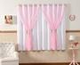 Imagem de Cortina Para Quarto Infantil 2,00m X 1,70m Voil Com Blackout Chevron Rosa