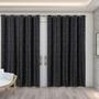 Imagem de cortina para sala quarto tecido jacquard semi blackout preto 4,00x2,50