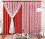 Imagem de Cortina para varão simples tecido renda com malha 3,00 x 2,50 yasmin - vermelho/branco