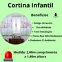 Imagem de Cortina Quarto Ingfantil Decorativa Pequena 2,00x1,40 Estampada Varao Simples Bebe Menino Menina Safari Savana Verde