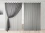 Imagem de cortina sala voal liso cinza com forro branco 4,00x2,80