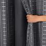 Imagem de cortina sala voal xadrez preto com forro preto 4,00x2,80
