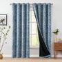 Imagem de Cortinas Blackout jinchan Blue Scroll Floral 213x214cm 2 painéis