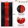 Imagem de Cortinas de Alumínio com Franjas NUWDHP - Pretas e Vermelhas (2 Unidades - 1m x 2,5m)