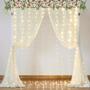 Imagem de Cortinas de fundo Suppromo Ivory Sheer com luzes 3x2,5 m