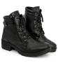 Imagem de Coturno Bota Feminina Preto Zíper Cadarço Confort Flex Couro + Relógio De Pulso