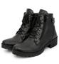 Imagem de Coturno Bota Feminina Preto Zíper Cadarço Confort Flex Couro + Relógio De Pulso