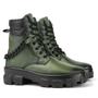 Imagem de Coturno Couro Feminino Corrente Lorena Verde Militar