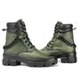 Imagem de Coturno Couro Feminino Corrente Lorena Verde Militar
