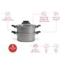 Imagem de Cozi-Vapore de Alumínio c/Antiaderente 16cm 1,45L Prata 7100/150 Brinox
