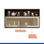 Imagem de Cozinha com Balcão 120cm 3 Portas 2 Gavetas e Armário Aéreo 120cm com Vidro e 1 Paneleiro Salvador Chocolate/Off White