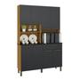 Imagem de Cozinha Compacta com 8 Portas 1 Gaveta e Espaço para Micro-ondas 100% Mdf San Marino Espresso Móveis