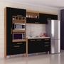 Imagem de Cozinha Compacta Com Balcão Em Tampo 7 Portas 4 Gavetas Nápoles Atualle- Canelado Rústico e Preto Fosco - 6668