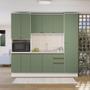 Imagem de Cozinha Compacta com Kit Forno Celeste Kappesberg 100% MDF Branco/Verde 240cm