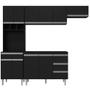 Cozinha Compacta Lena com Balcão 2 Portas C/ Tampo + Armário Aéreo Geladeira Preto - Bela Móveis - AJL Imagem de Cozinha Compacta Lena com Balcão 2 Portas C/ Tampo + Armário Aéreo Geladeira Preto - Bela Móveis