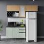 Imagem de Cozinha Compacta Orquídea 5 Portas 3 Gavetas com Vidro Mármore Lunar/Verde Mar/Freijó - Tecno Mobili