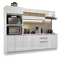 Imagem de Cozinha Completa 100% MDF Madesa Smart 250 cm Com Balcão e Tampo - Frentes Branco Brilho