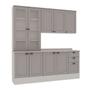 Imagem de Cozinha Completa Iluminata 9 Portas 3 Gavetas 100% Mdf com Vidro Branco/Fendi - Genialflex